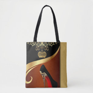 Royality Paris High Heel & Gold Crown Tote Bag