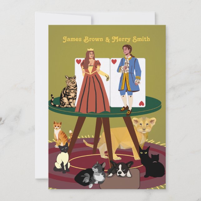 Royals Elegant King Queen Noble Cats Wedding Invitation (Front)