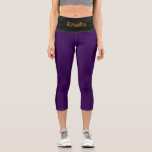 "ROYALTY" Custom High-Waisted Capri Pants<br><div class="desc">Customizable Deep Purple High-Waisted Capri Pants. Step into statement-making style with the "ROYALTY" High-Waisted Capri Pants from the WOMEN'S APPAREL COLLECTION—where confidence meets customization. Featuring a sleek, sculpting fit, these capris feature royal plum leggings and a deep-black waistband with a glittering gold text that’s uniquely yours (only text is customizable)....</div>