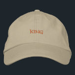Royalty King Text Khaki Hat Mens Boys Cotton Cap<br><div class="desc">Add a regal touch to your outfit with this khaki cap,  highlighted by the "King" text in premium embroidery. The adjustable cotton hat offers a comfortable fit for everyday adventures.</div>