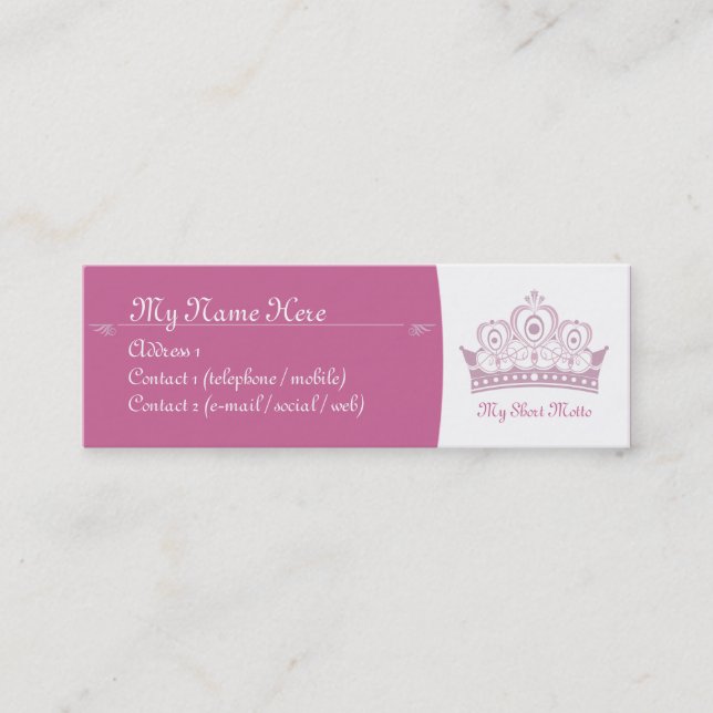 Royalty / Princess Skinny Calling Cards (Front)