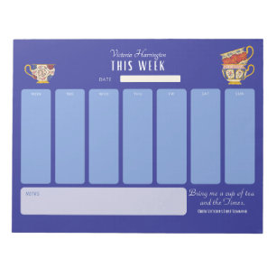 Royalty Tea Lover Personalized Week at a Glance Notepad
