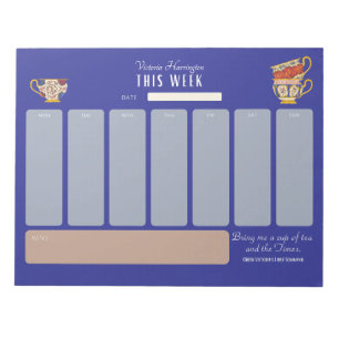 Royalty Tea Lover Personalized Week at a Glance Notepad