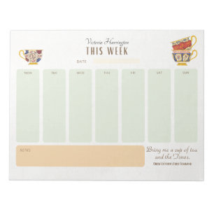Royalty Tea Lover Personalized Weekly Planner Notepad