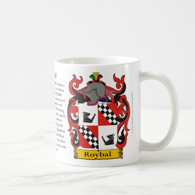 Roybal, the Origin, the Meaning and the Crest Coffee Mug (Right)