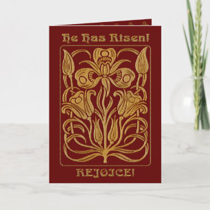 Roycroft Easter Brick Red and Gold (Personalized) Holiday Card