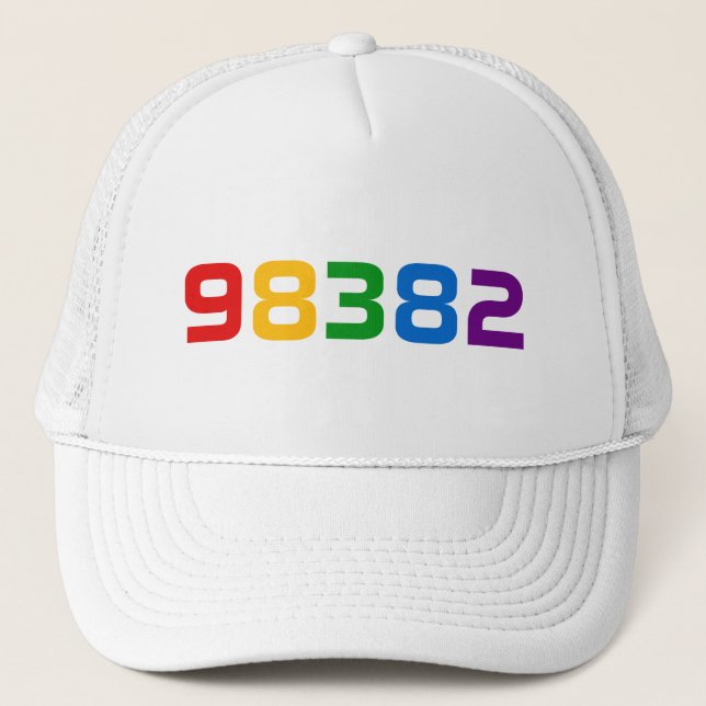 ROYGBIV Rainbow Colours ZIP Code Customized Trucker Hat (Front)