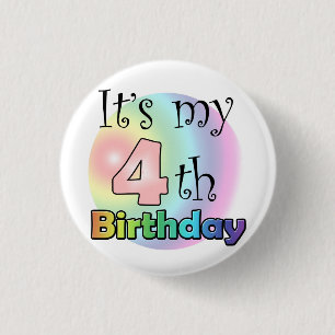 Roze It's my 4th Birthday 1 Inch Round Button