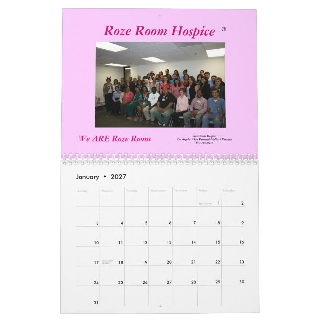 Roze Room Hospice 2009 Calendar (Jan 2027)