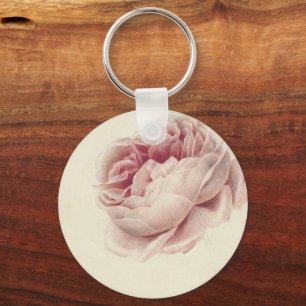 Roze Roos (1792) – Timeless Vintage Botanical Art Keychain