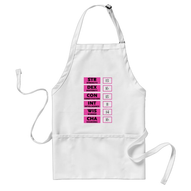 RPG Ability Score (Pink & Black) Standard Apron (Front)