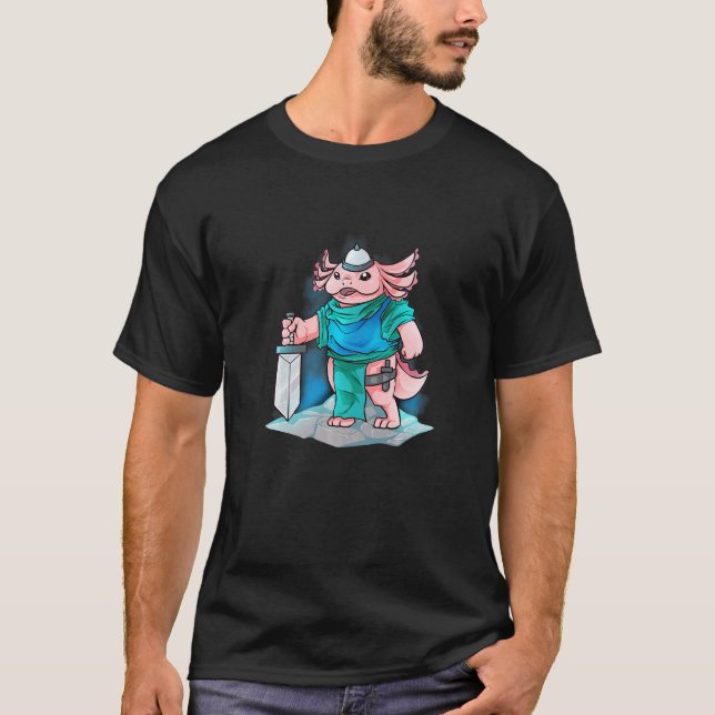 Rpg Axolotl Warrior Role Playing Tabletop  Video G T-Shirt (Front)