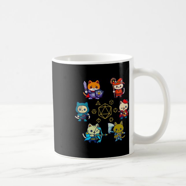 Rpg Cat Dice Set Nerdy D20 Gamer Geek Cats Men Wom Coffee Mug (Right)