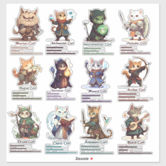 RPG Cats stickers drôles et mignons pour les joueu