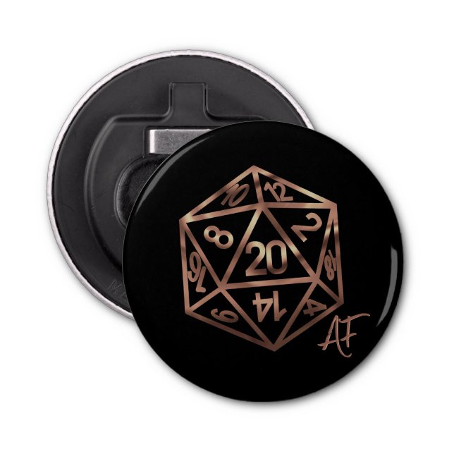 RPG Crit AF | Copper Tabletop PnP Role Player Dice Bottle Opener (Front)