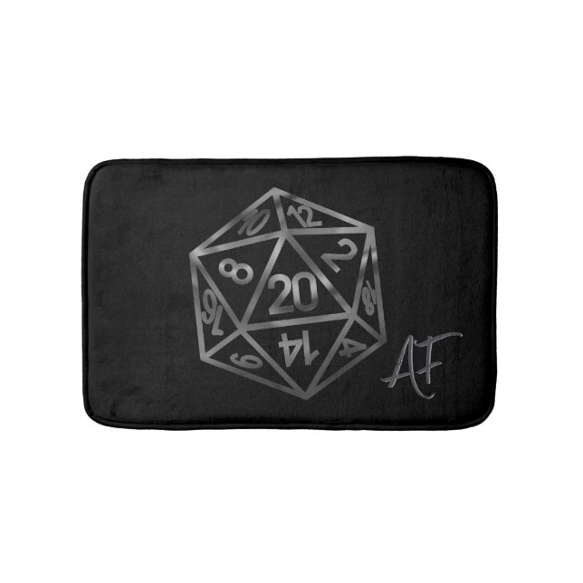 RPG Crit AF | Fantasy Tabletop Retro Gamer Dice Bath Mat (Front)
