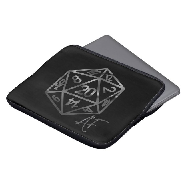 RPG Crit AF | Fantasy Tabletop Retro Gamer Dice Laptop Sleeve (Front Top)