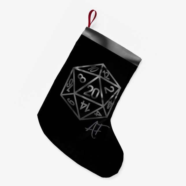 RPG Crit AF | Fantasy Tabletop Retro Gamer Dice Small Christmas Stocking (Front (Hanging))