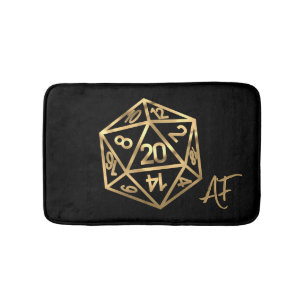 RPG Crit AF Gold Fantasy Tabletop Gamer Dice Bath Mat