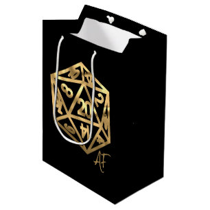 RPG Crit AF   Gold Fantasy Tabletop Gamer Dice Medium Gift Bag