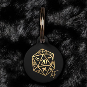 RPG Crit AF Gold Fantasy Tabletop PnP Gamer Dice Pet Tag