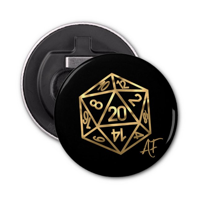 RPG Crit AF | Gold Retro Tabletop Role Player Dice Bottle Opener (Front)