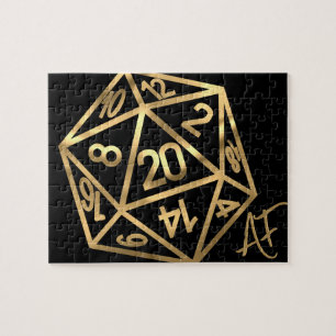 RPG Crit AF   Gold Retro Tabletop Role Player Dice Jigsaw Puzzle