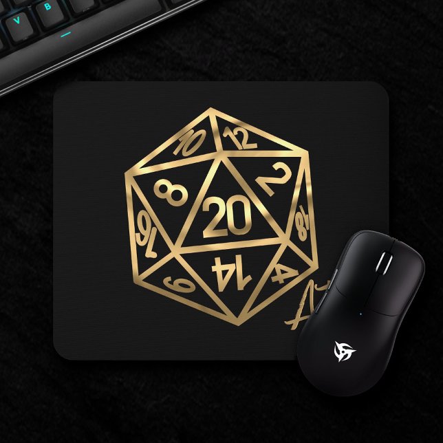 RPG Crit AF | Gold Retro Tabletop Role Player Dice Mouse Pad (Creator Uploaded)