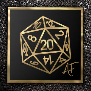 RPG Crit AF Gold Retro Tabletop Role Player Dice Tile