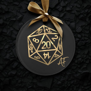 RPG Crit AF Gold Retro Tabletop Roleplayer Dice Ornament