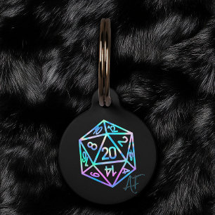 RPG Crit AF Holo Fantasy Tabletop PnP Gamer Dice Pet Tag