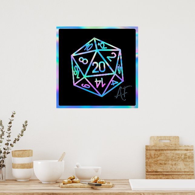 RPG Crit AF | Holo Fantasy Tabletop PnP Gamer Dice Poster (Kitchen)