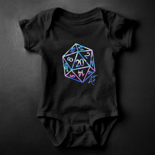 RPG Crit AF   Holo Retro PnP Tabletop Gamer Dice Baby Bodysuit