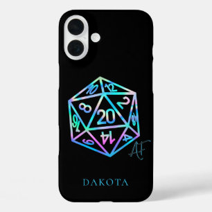 RPG Crit AF   Holo Retro Tabletop Role Player Dice iPhone 16 Plus Case