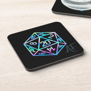RPG Crit AF   Holo Retro Tabletop Role Player Dice Coaster