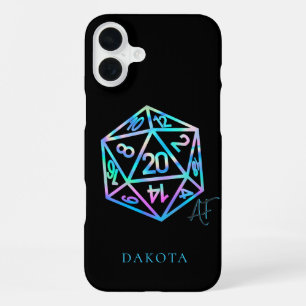 RPG Crit AF Holo Retro Tabletop Role Player Dice iPhone 16 Plus Case