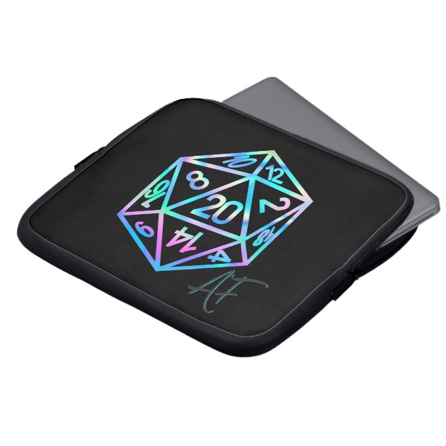 RPG Crit AF | Holo Retro Tabletop Role Player Dice Laptop Sleeve (Front Top)