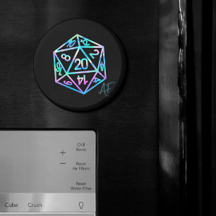 RPG Crit AF   Holo Retro Tabletop Role Player Dice Magnet
