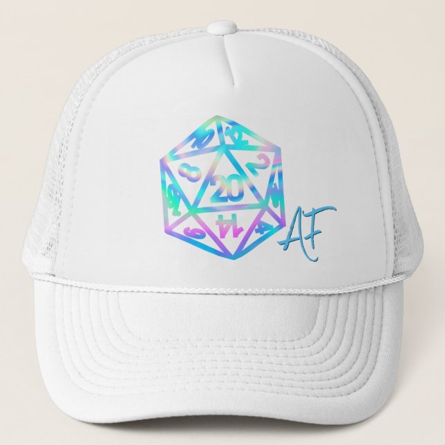 RPG Crit AF | Holo Retro Tabletop Role Player Dice Trucker Hat (Front)