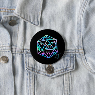 RPG Crit AF   Holo Retro Tabletop Roleplayer Dice 3 Inch Round Button