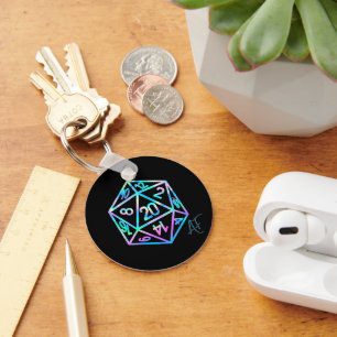 RPG Crit AF   Holo Retro Tabletop Roleplayer Dice Keychain