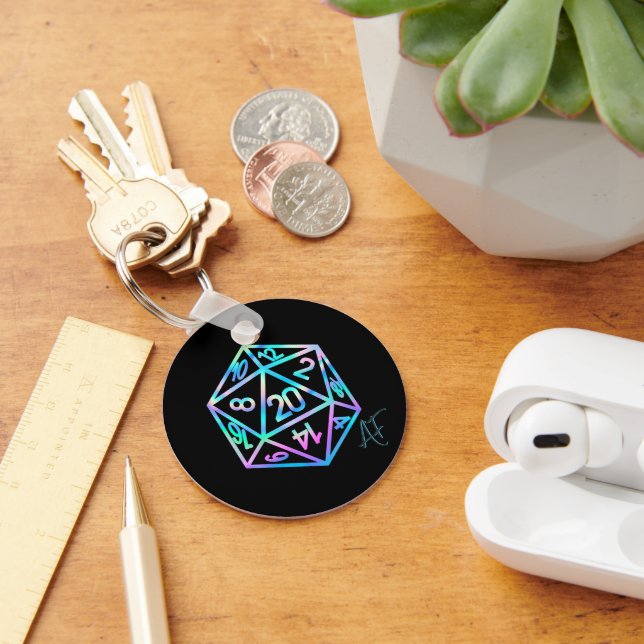 RPG Crit AF | Holo Retro Tabletop Roleplayer Dice Keychain (Desk)