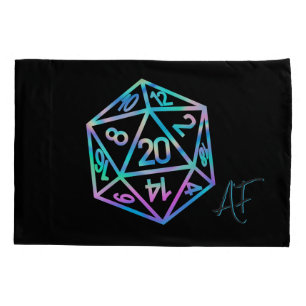 RPG Crit AF   Holo Retro Tabletop Roleplayer Dice Pillowcase