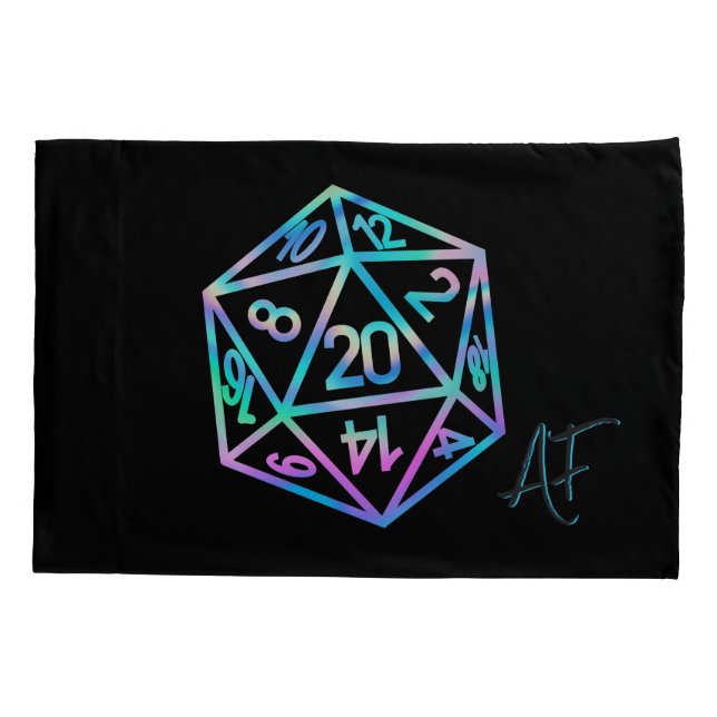 RPG Crit AF | Holo Retro Tabletop Roleplayer Dice Pillowcase (Back)