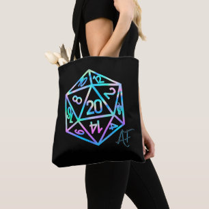 RPG Crit AF   Holo Retro Tabletop Roleplayer Dice Tote Bag