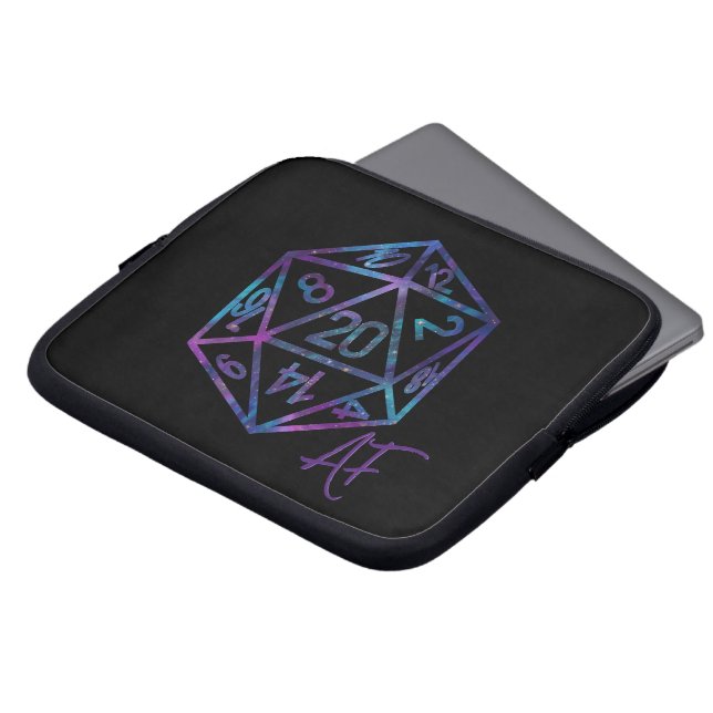 RPG Crit AF | Nebula Fantasy Tabletop Gamer Dice Laptop Sleeve (Front Top)