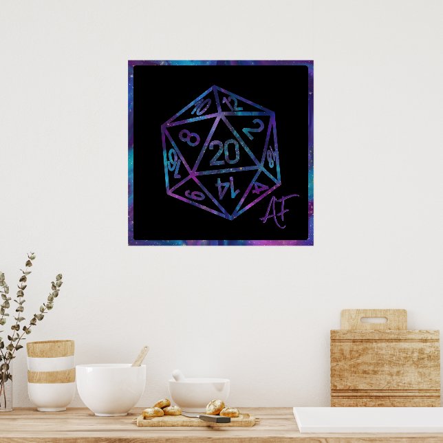 RPG Crit AF | Nebula Fantasy Tabletop Gamer Dice Poster (Kitchen)