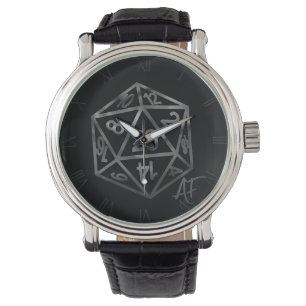 RPG Crit AF   Silver Fantasy Tabletop Gamer Dice Watch