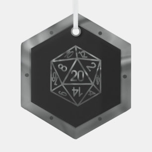 RPG Critmas   Blue Retro Tabletop Role Player Dice Glass Ornament