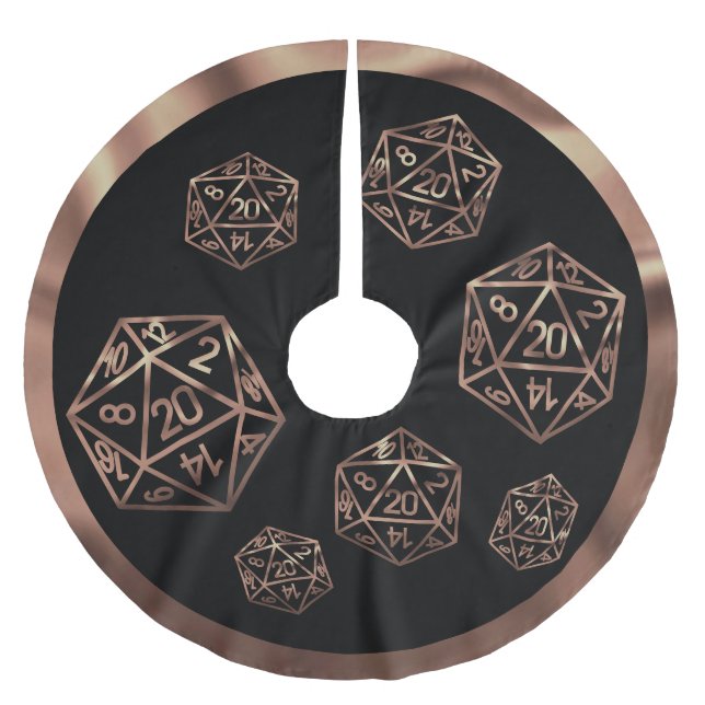 RPG Critmas | Copper Fantasy Tabletop Gamer Dice Brushed Polyester Tree Skirt (Front)